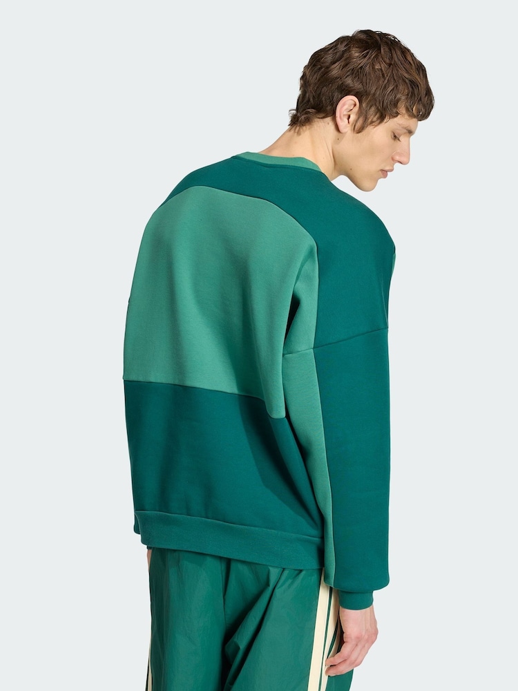 adidas Originals Green Cutline Crewneck Sweatshirt - Image 2 of 5 adidas Originals Green Cutline Crewneck Sweatshirt - Image 2 of 5