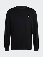 שחור - adidas originals חולצת טי בייסיק עם שרוול ארוך ולוגו תלת-עלים - תמונה 5 מתוך 5