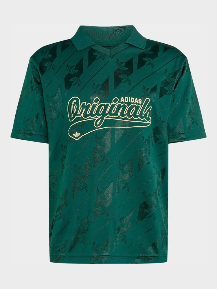 adidas Originals Green Jacquard Originals Football Shirt - Image 1 of 1 adidas Originals Green Jacquard Originals Football Shirt - Image 1 of 1