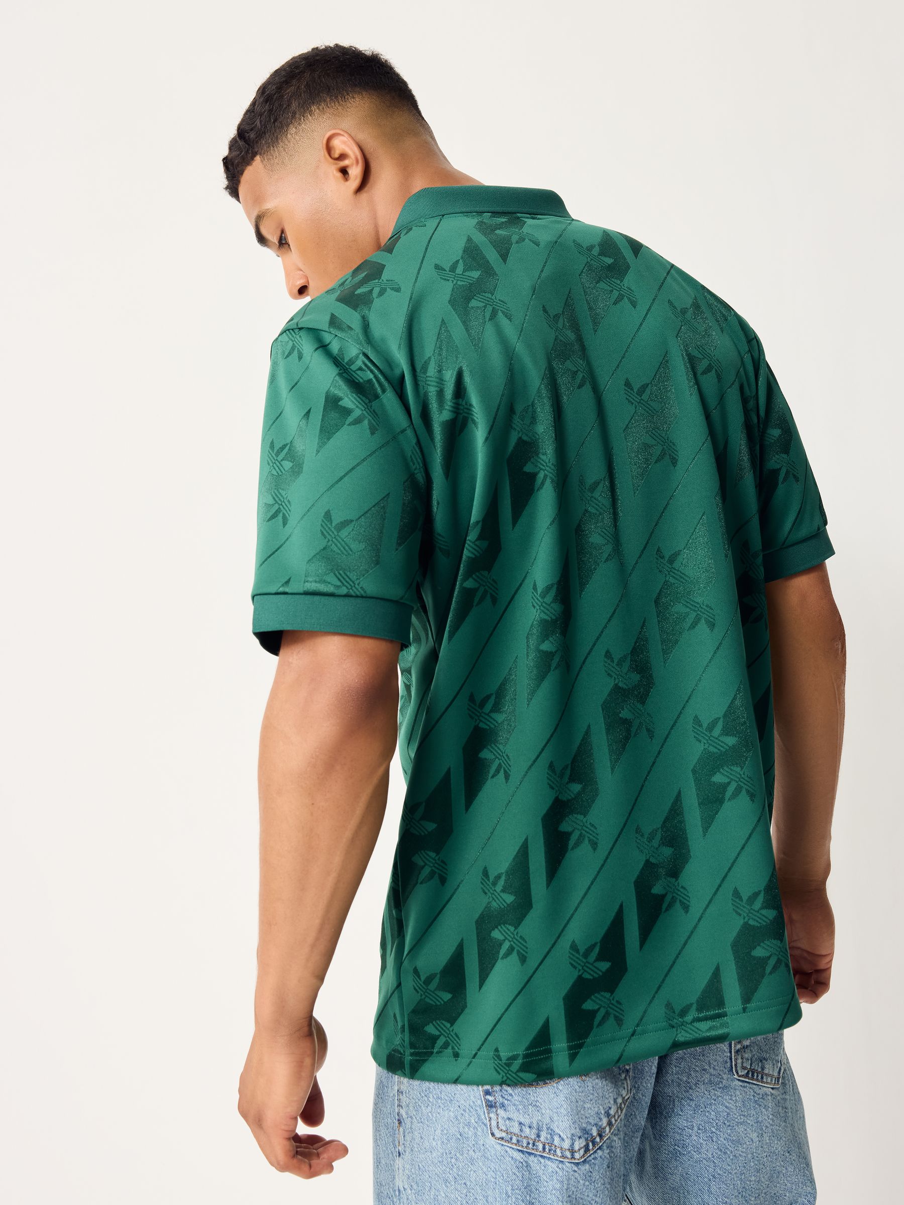 Buy adidas Originals Green Jacquard Originals Football Shirt from
