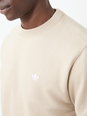 adidas Originals Beige Trefoil Essentials Crew Neck Sweat Top - Image 4 of 5