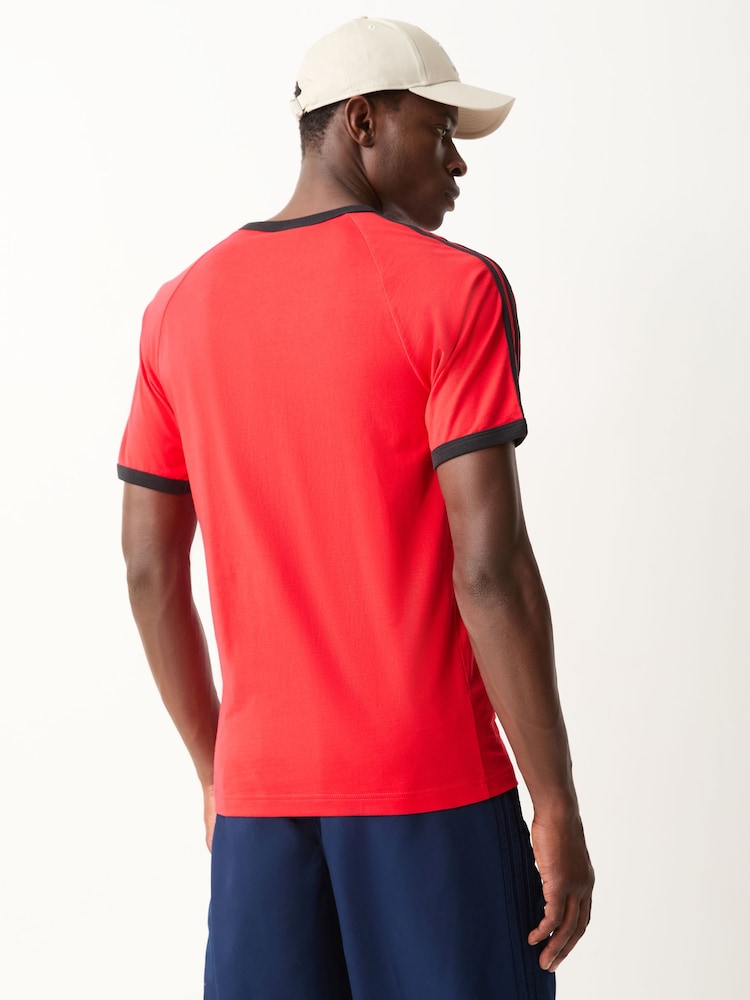 adidas Originals Red 3-Stripes T-Shirt - Image 2 of 5 adidas Originals Red 3-Stripes T-Shirt - Image 2 of 5