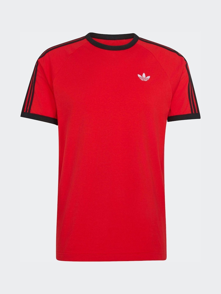 adidas Originals Red 3-Stripes T-Shirt - Image 5 of 5 adidas Originals Red 3-Stripes T-Shirt - Image 5 of 5