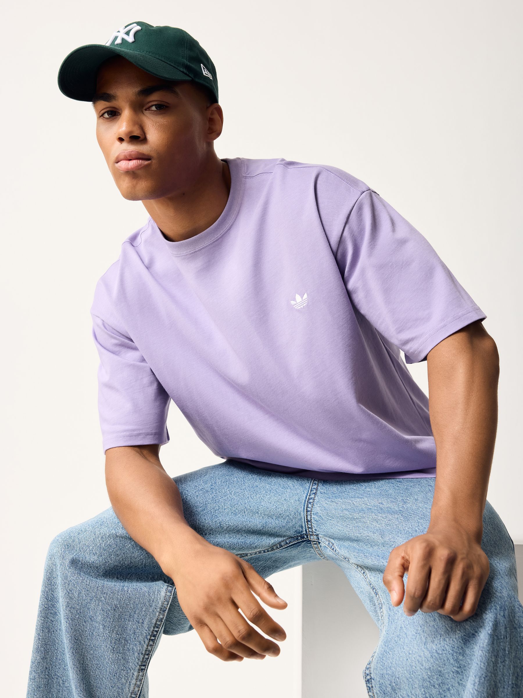 Buy adidas Originals Lilac Trefoil Essentials Loose T-Shirt from