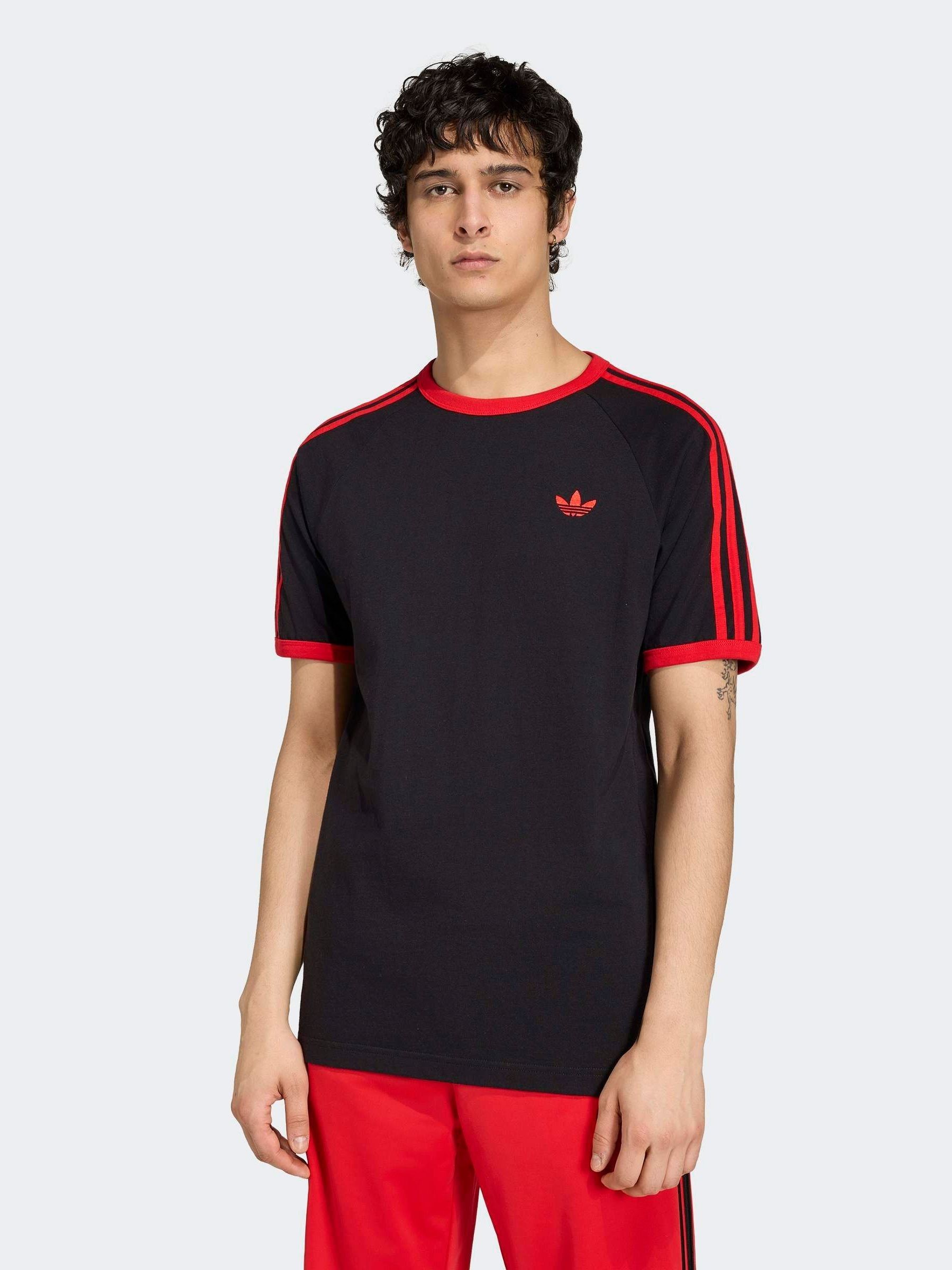 Buy adidas Originals Black/Red 3-Stripes T-Shirt from the Next UK