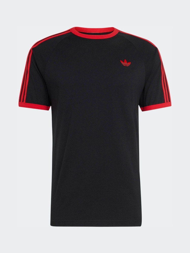 adidas Originals Black/Red 3-Stripes T-Shirt - Image 1 of 1 adidas Originals Black/Red 3-Stripes T-Shirt - Image 1 of 1