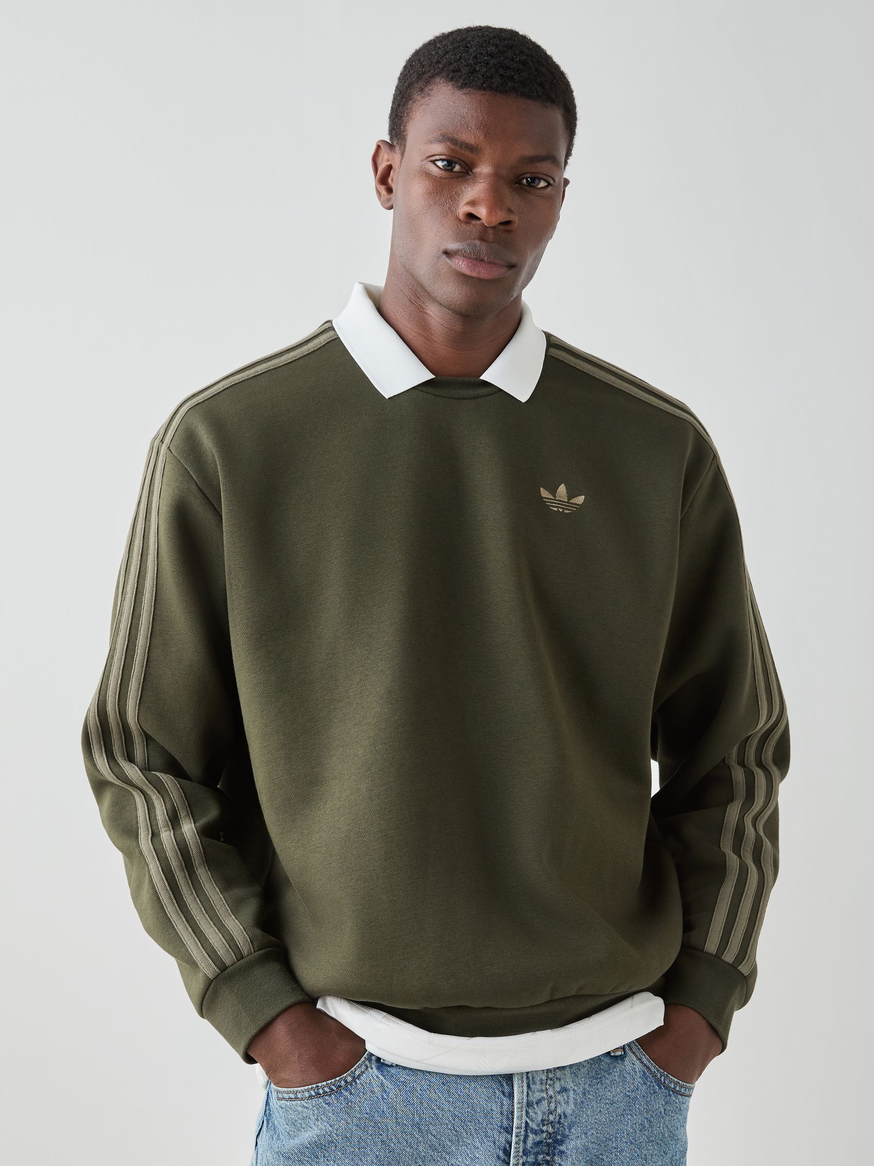Buy adidas Originals Green 3-Stripes Crew Neck Sweat Top from Next