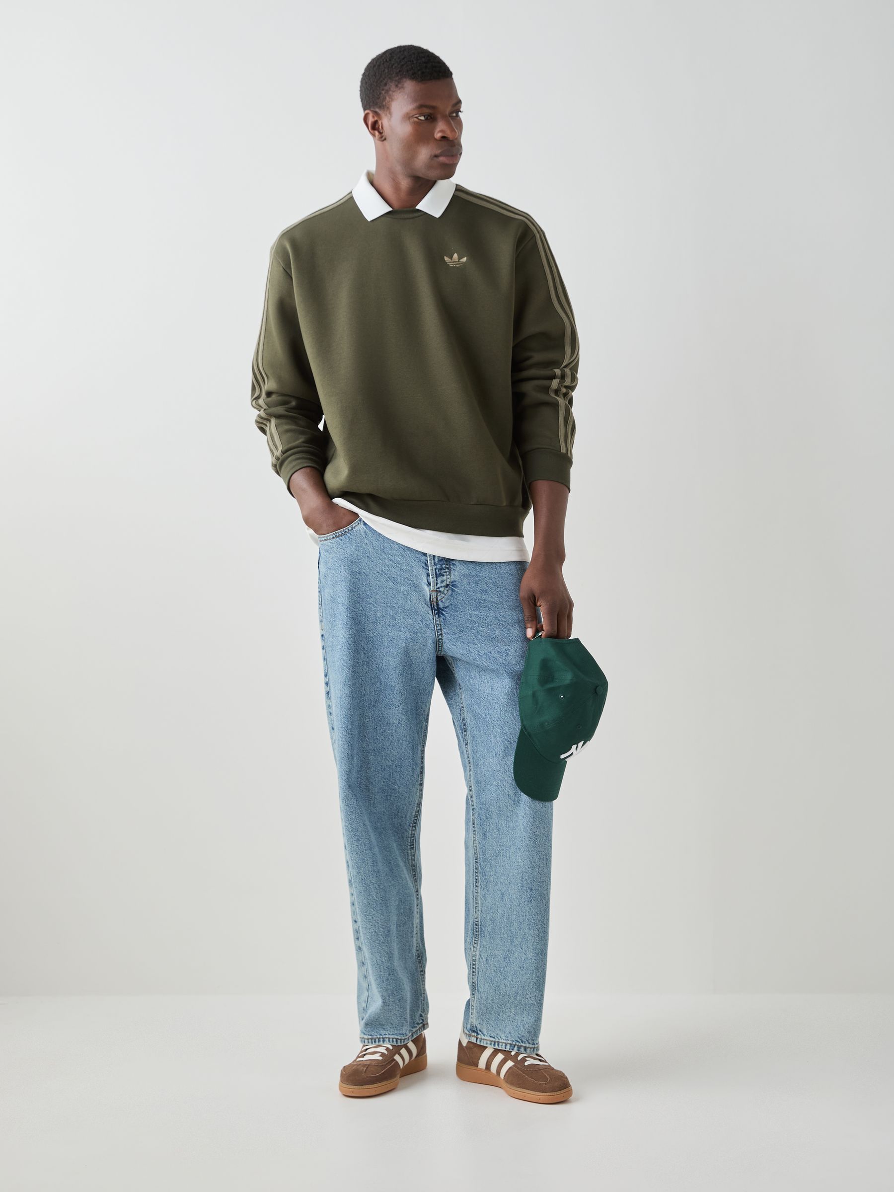 Buy adidas Originals Green 3-Stripes Crew Neck Sweat Top from Next