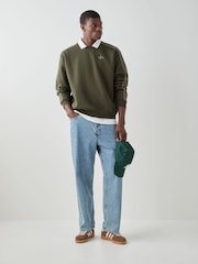 adidas Originals Green 3-Stripes Crew Neck Sweat Top - Image 3 of 5