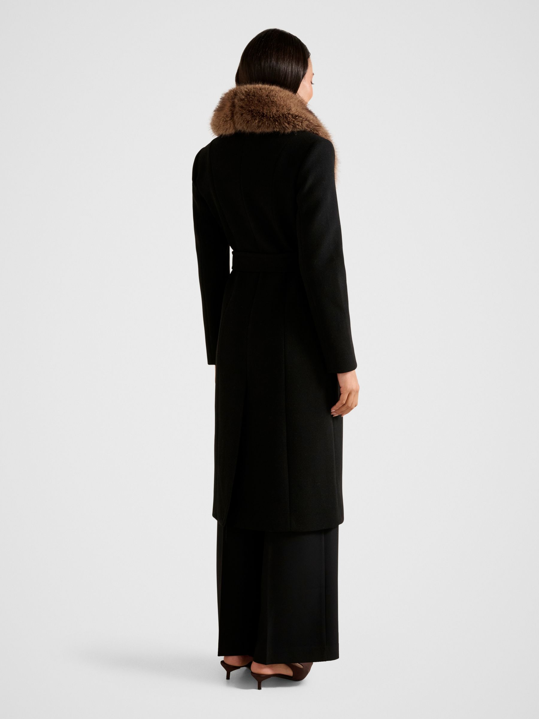 Buy Forever New Black Chelsea Double Breasted Fur Collar Coat from