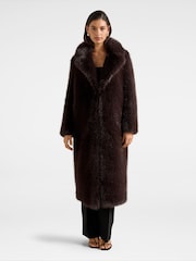 Forever New Brown Hunter Maxi Faux Fur Coat - Image 1 of 5