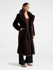 Forever New Brown Hunter Maxi Faux Fur Coat - Image 3 of 5
