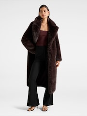 Forever New Brown Hunter Maxi Faux Fur Coat - Image 4 of 5