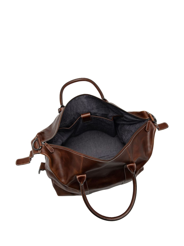 Loake Large Leather Weekend Brown Bag - Image 2 of 2 Loake Large Leather Weekend Brown Bag - Image 2 of 2