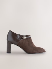 Chocolate Brown Forever Comfort® Round Toe Block Heel Buckle Detail Shoe Boots - Image 1 of 4