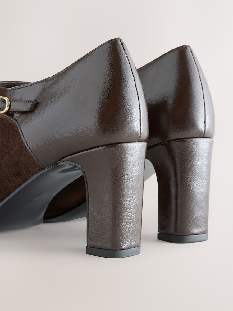 Chocolate Brown Forever Comfort® Round Toe Block Heel Buckle Detail Shoe Boots - Image 4 of 4