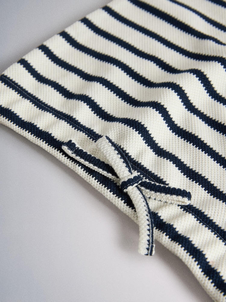 The Set Textured Jersey Sleeveless Bubble Top and Wide Leg Trousers Set Ecru/Navy Stripe - Image 6 of 6