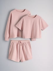 The Set 3 Piece Washed Jersey T-Shirt, Crew and Shorts Set - Imaginea 1 din 6