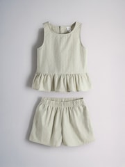 The Set 2 Pack Woven Peplum Sleeveless Top and Shorts Set Check/Green - Image 11 of 13