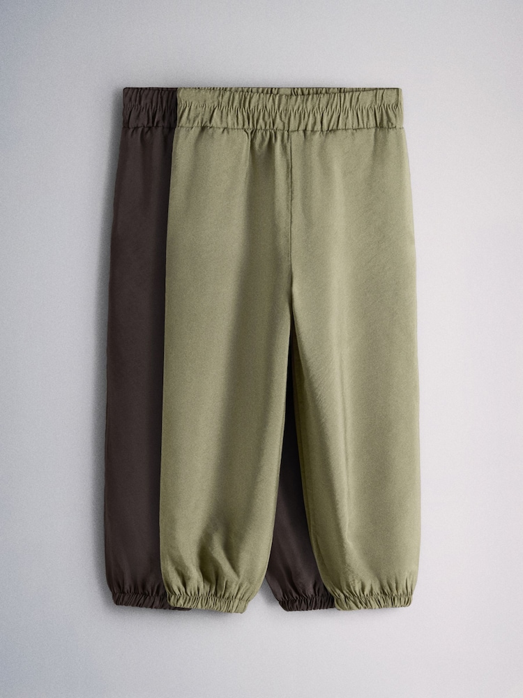 The Set 2 Pack Woven Balloon Trousers Brown/Green - Image 1 of 6