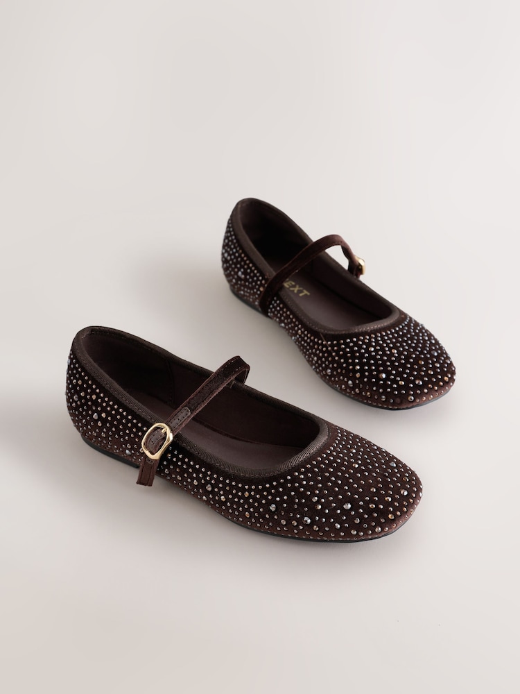 Chocolate Brown Heatseal Standard Fit (F) Mary Jane Shoes - Image 1 of 6 Chocolate Brown Heatseal Standard Fit (F) Mary Jane Shoes - Image 1 of 6