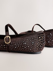 Chocolate Brown Heatseal Standard Fit (F) Mary Jane Shoes - Image 4 of 6