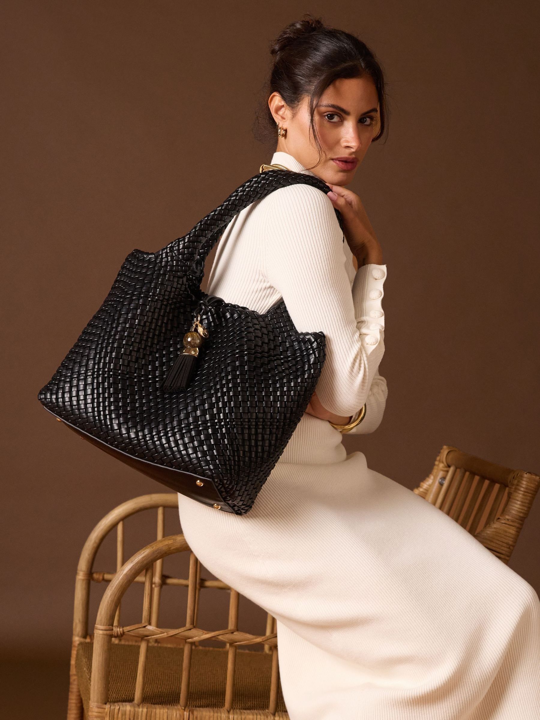 Luella Grey Saskia Large Woven Tote In Black, Black, Women - Image 2