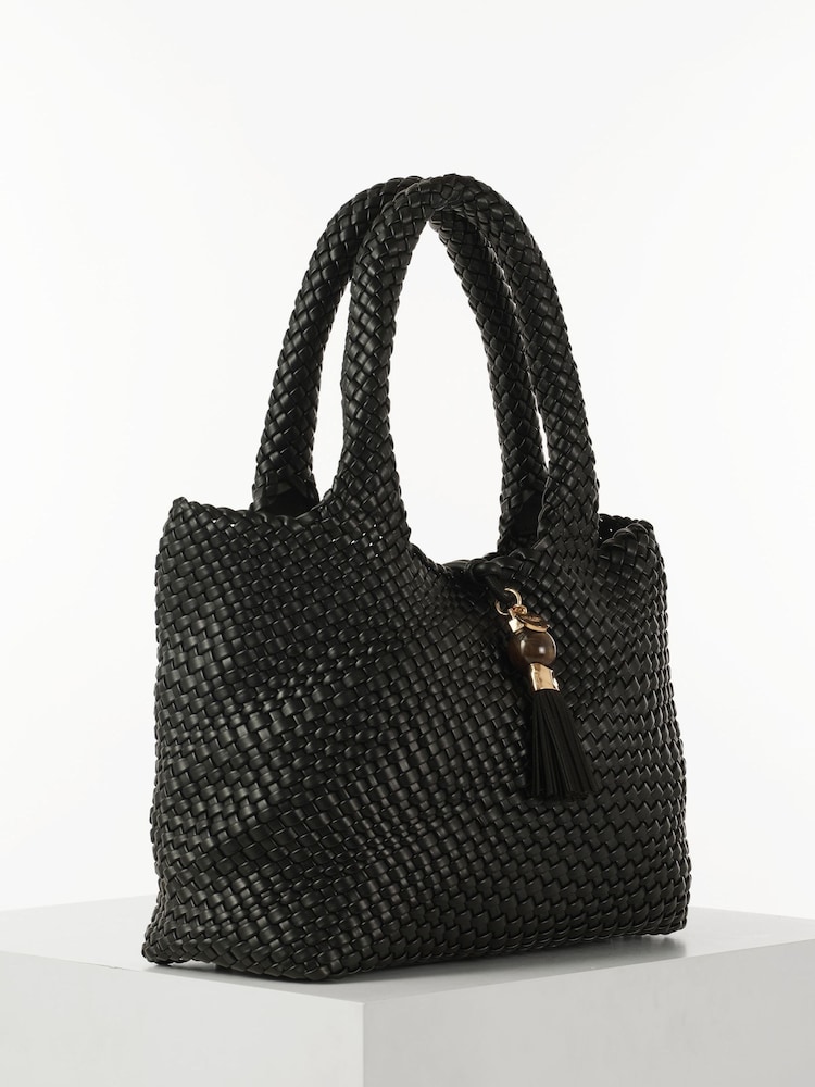 Luella Grey Black Saskia Large Woven Tote - Image 5 of 5 Luella Grey Black Saskia Large Woven Tote - Image 5 of 5