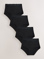 Schwarz - Stoma-Slips aus Baumwollspitze 4 er-Pack - Bild 1 von 4