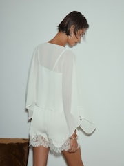 Ecru Sheer Layer Cape Sleeve Top with Cami - Image 5 of 5