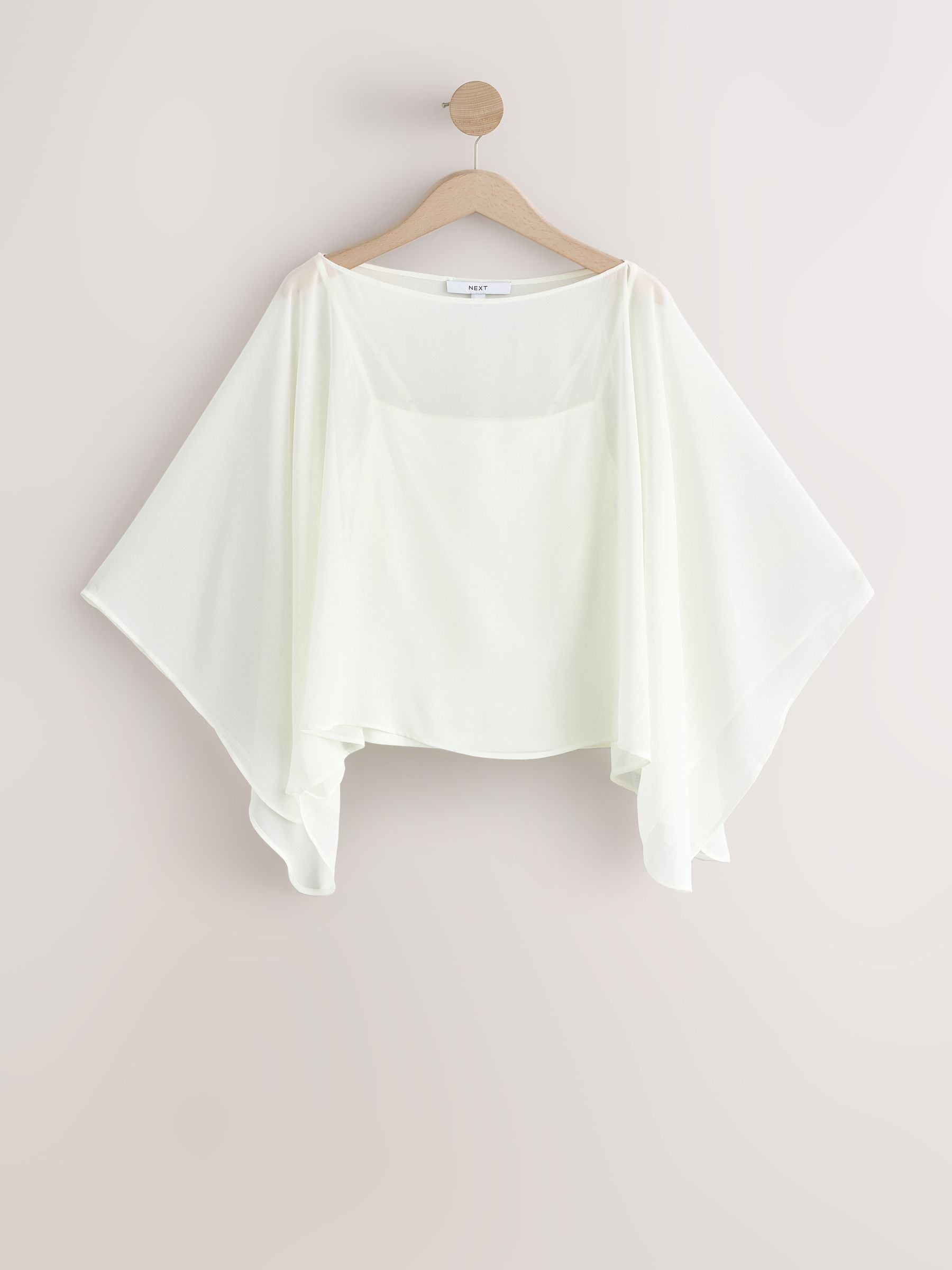 Buy Ecru Sheer Layer Cape Sleeve Top with Cami from Next USA