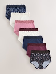 Black Floral/Berry Full Brief Ostomy Cotton Lace Stoma Knickers 7 pack - Image 1 of 11
