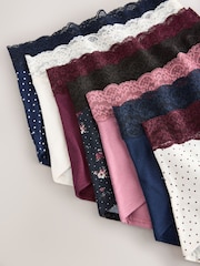 Black Floral/Berry Full Brief Ostomy Cotton Lace Stoma Knickers 7 pack - Image 11 of 11