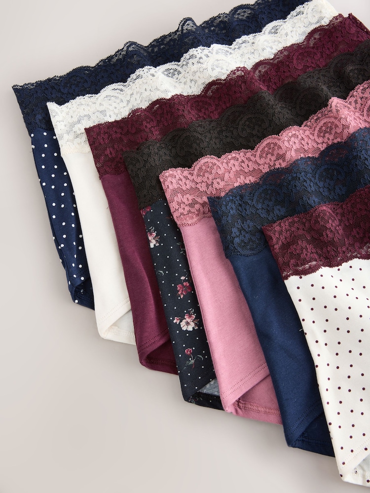 Black Floral/Berry Full Brief Ostomy Cotton Lace Stoma Knickers 7 pack - Image 11 of 11