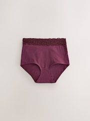 Black Floral/Berry Full Brief Ostomy Cotton Lace Stoma Knickers 7 pack - Image 4 of 11