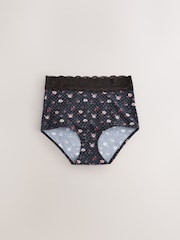 Black Floral/Berry Full Brief Ostomy Cotton Lace Stoma Knickers 7 pack - Image 5 of 11