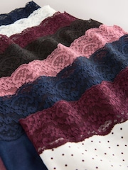 Black Floral/Berry Full Brief Ostomy Cotton Lace Stoma Knickers 7 pack - Image 9 of 11