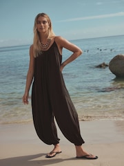 Maro Ciocolată - Balloon Leg Jumpsuit - Imaginea 1 din 4