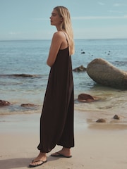 Maro Ciocolată - Balloon Leg Jumpsuit - Imaginea 2 din 4