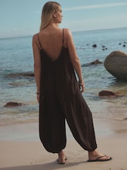 Maro Ciocolată - Balloon Leg Jumpsuit - Imaginea 4 din 4