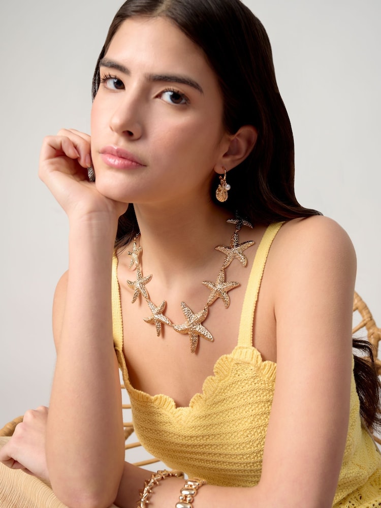Aela Gold Tone Statement Starfish Collar Necklace - Image 1 of 3