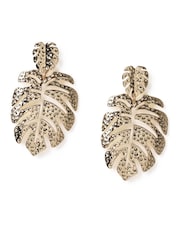 Aela Gold Tone Palm Leaf Drop Earrings - Image 1 of 2