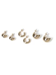 Aela Gold Tone Chunky Hoop Earrings Multipack - Image 2 of 2