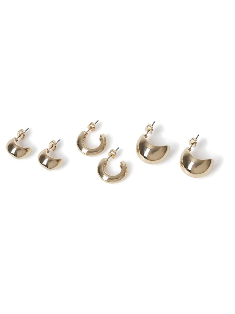 Aela Gold Tone Chunky Hoop Earrings Multipack - Image 2 of 2
