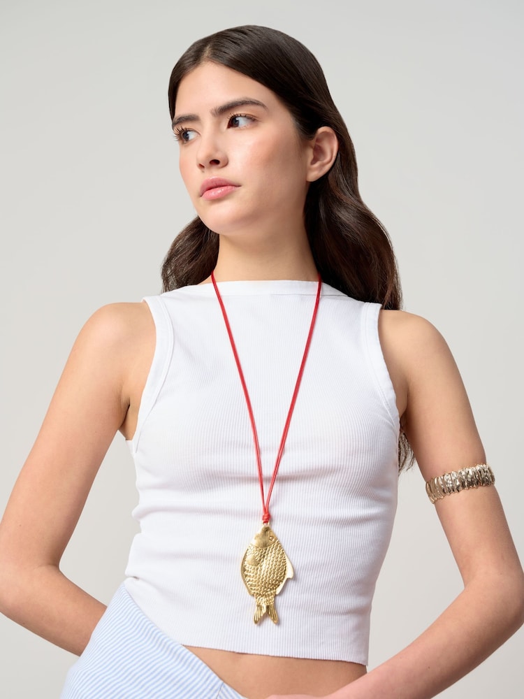 Aela Red Long Cord Fish Necklace - Image 1 of 3