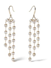 Aela Gold Tone Facet Bead Drop Earrings - Imaginea 3 din 4