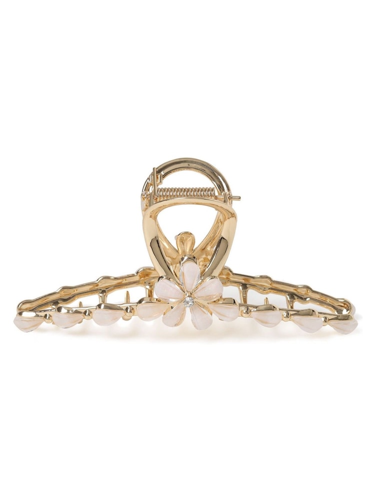 Aela Gold Metal Flower Detail Hair Claw - Image 1 of 2