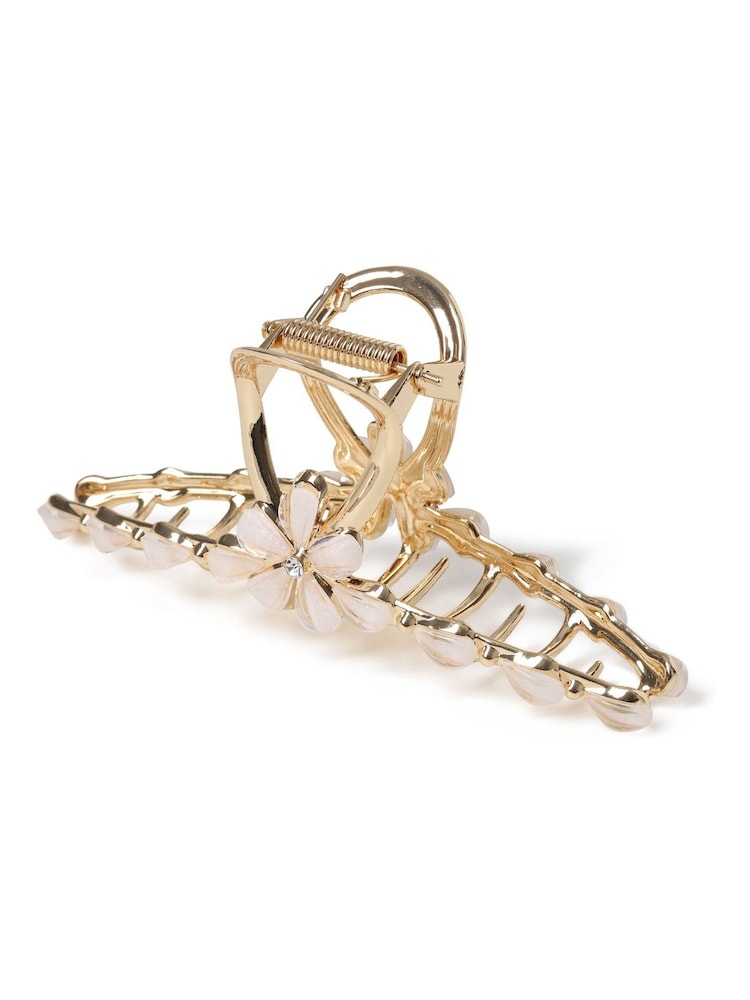 Aela Gold Metal Flower Detail Hair Claw - Image 2 of 2