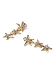 Aela Gold Tone Rhinestone Starfish Drop Earrings - Image 2 of 2