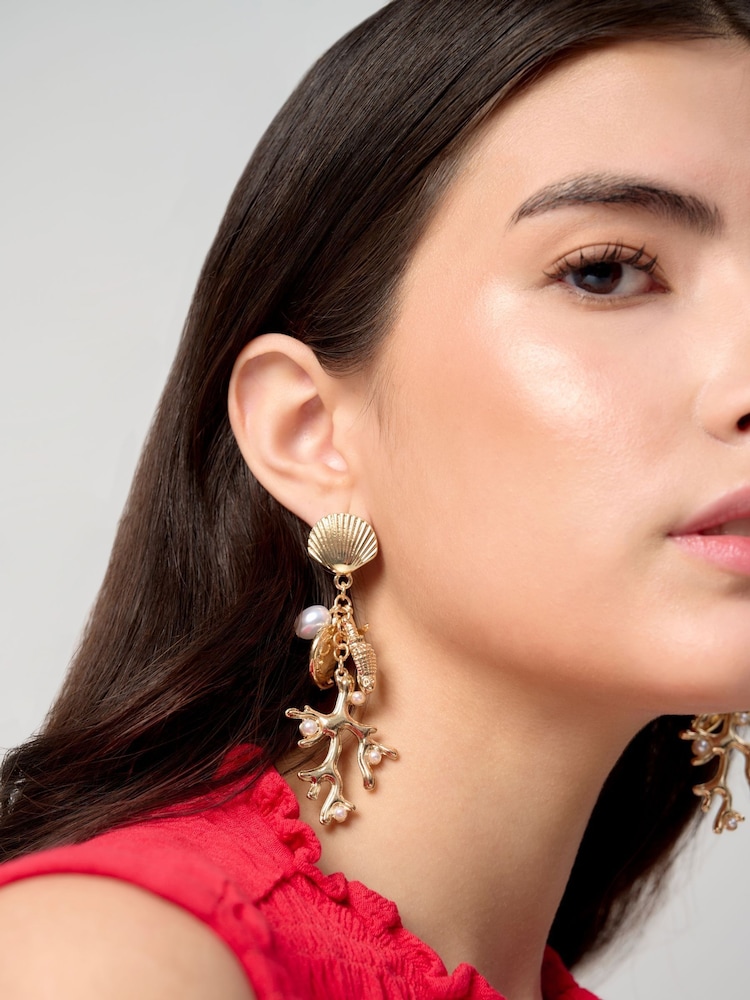 Coral Charm Drop Earrings - Image 3 of 3